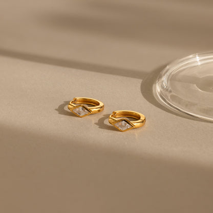 Rhombus Birthstone Huggies