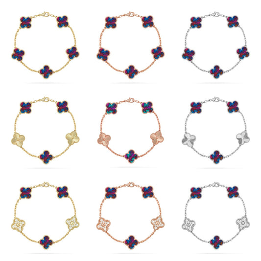 [Rani Jewelry]CLOVER 5 MOTIF COLOR GEMSTONES BRACELET COLLECTION