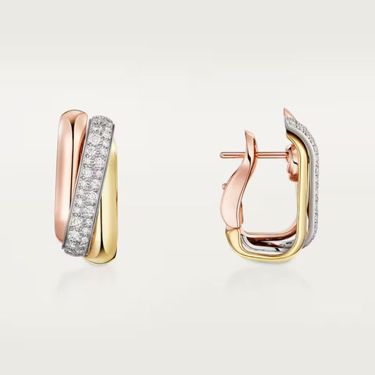 [Rani Jewelry] TRINITY HALF DIAMOND  CUSHION EARRINGS