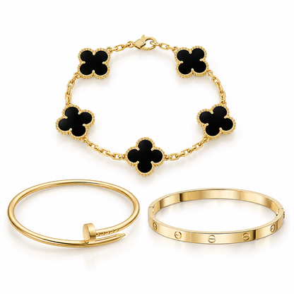 [Rani Jewelry]Clover & Juste & Lover  Bracelet Stack Set