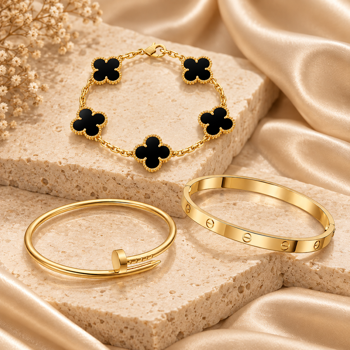 [Rani Jewelry]Clover & Juste & Lover  Bracelet Stack Set