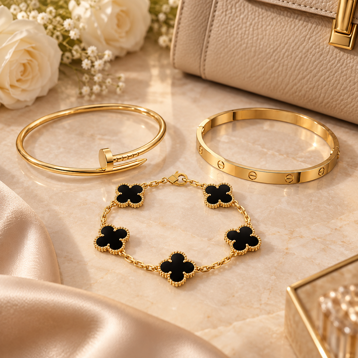 [Rani Jewelry]Clover & Juste & Lover  Bracelet Stack Set
