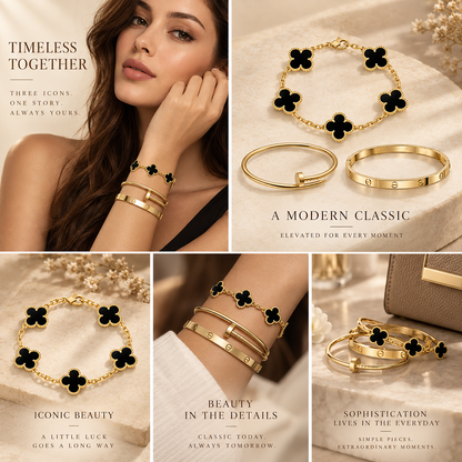 [Rani Jewelry]Clover & Juste & Lover  Bracelet Stack Set