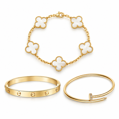 [Rani Jewelry]Clover & Lover & Juste Bracelet Stack Set