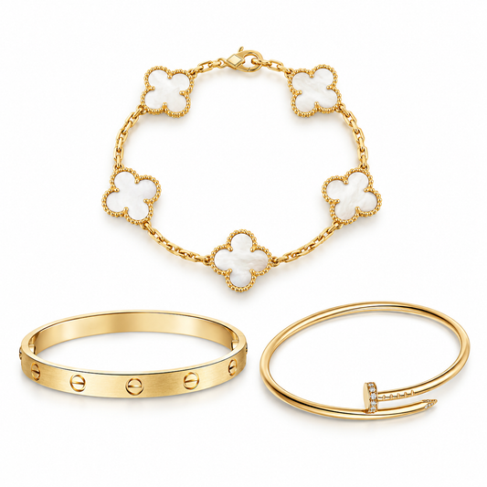 [Rani Jewelry]Clover & Lover & Juste Bracelet Stack Set