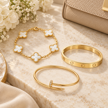[Rani Jewelry]Clover & Lover & Juste Bracelet Stack Set