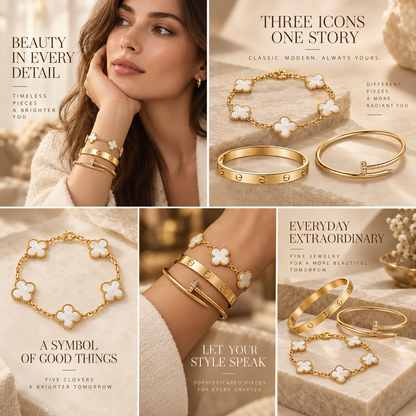 [Rani Jewelry]Clover & Lover & Juste Bracelet Stack Set