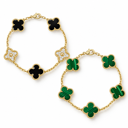 [Rani Jewelry]Clover 5 Motifs  Duo Bracelet Stack Set