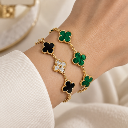[Rani Jewelry]Clover 5 Motifs  Duo Bracelet Stack Set