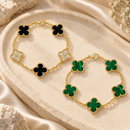 [Rani Jewelry]Clover 5 Motifs  Duo Bracelet Stack Set