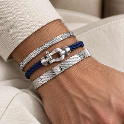 [Rani Jewelry]Love & Force Large Horseshoe Trio Bracelet Stack Set