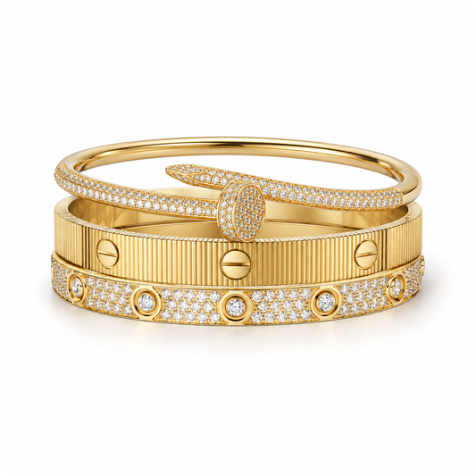 [Rani Jewelry]Love & Juste Statement Bracelet Trio Stack Set