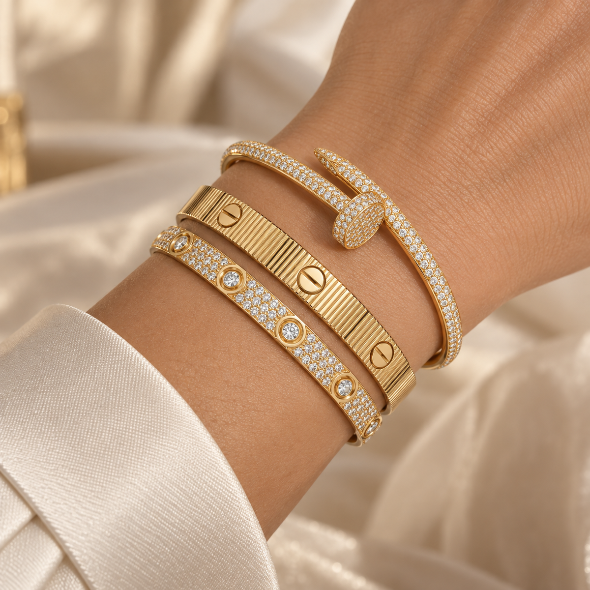 [Rani Jewelry]Love & Juste Statement Bracelet Trio Stack Set