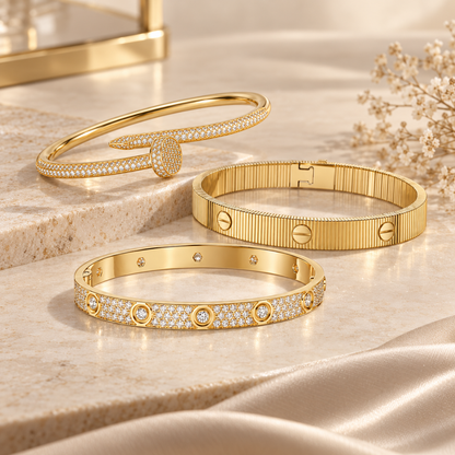 [Rani Jewelry]Love & Juste Statement Bracelet Trio Stack Set