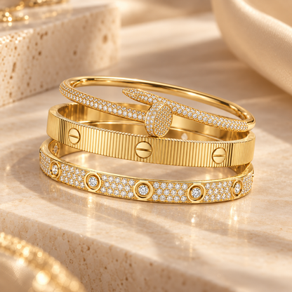[Rani Jewelry]Love & Juste Statement Bracelet Trio Stack Set