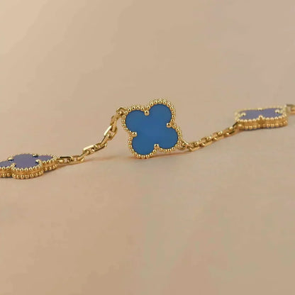 [Rani Jewelry] CLOVER 5 MOTIF BLUE AGATE BRACELET COLLECTION