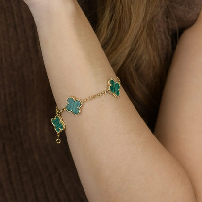 [Rani Jewelry] CLOVER 5 MOTIF MALACHITE BRACELET COLLECTION