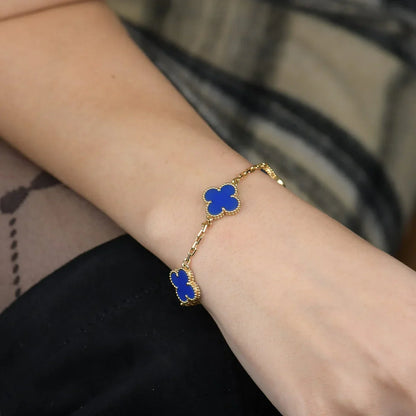 [Rani Jewelry] CLOVER 5 MOTIF BLUE AGATE BRACELET COLLECTION