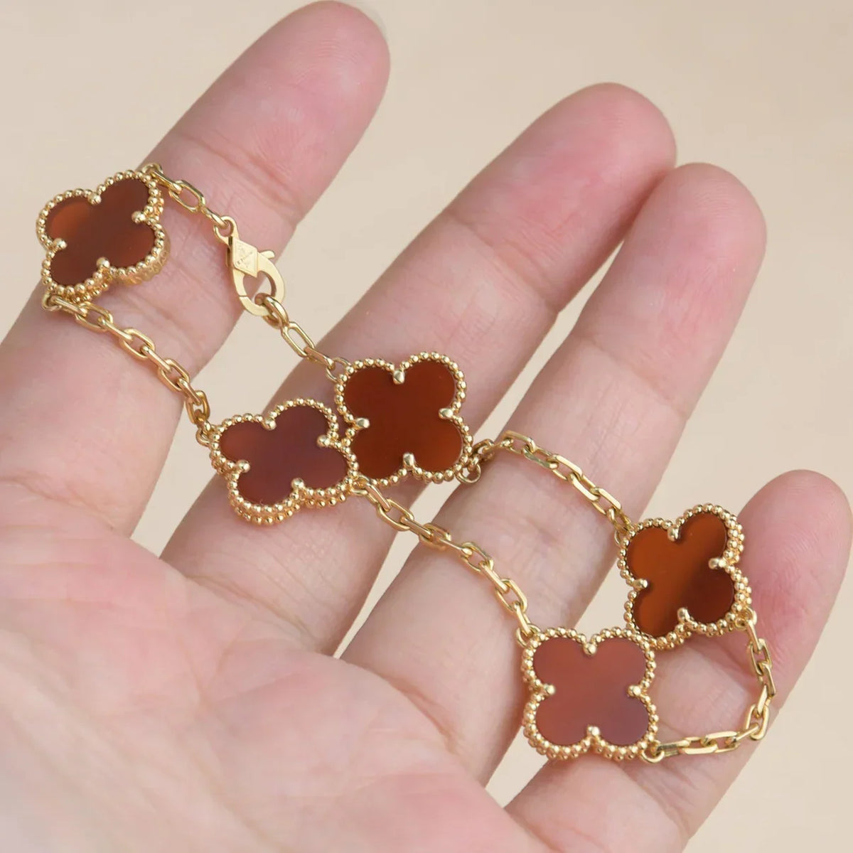 [Rani Jewelry] CLOVER 5 MOTIF RED CORNELIAN BRACELET COLLECTION