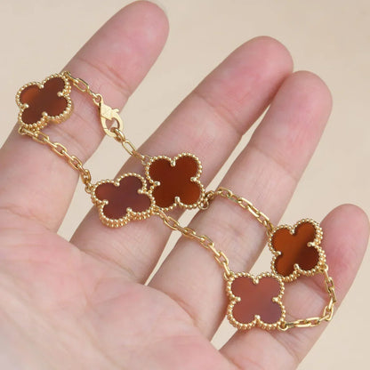 [Rani Jewelry] CLOVER 5 MOTIF RED CORNELIAN BRACELET COLLECTION