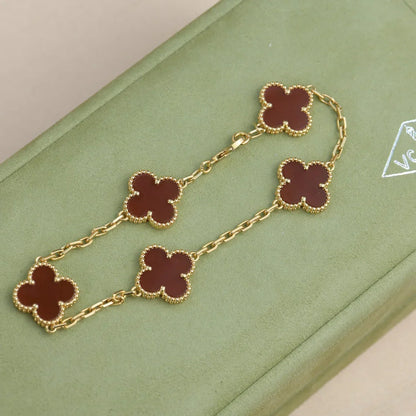[Rani Jewelry] CLOVER 5 MOTIF RED CORNELIAN BRACELET COLLECTION