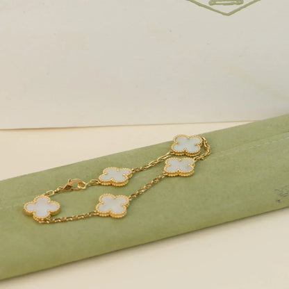 [Rani Jewelry]CLOVER WHITE PEARL MOP 5 MOTIF BRACELET COLLECTION