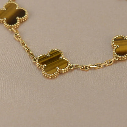 [Rani Jewelry] CLOVER 5 MOTIFS TIGER EYE BRACELET COLLECTION