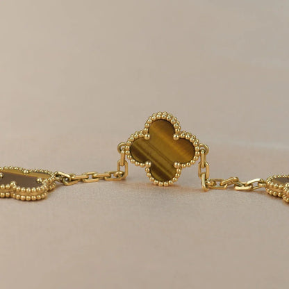 [Rani Jewelry] CLOVER 5 MOTIFS TIGER EYE BRACELET COLLECTION