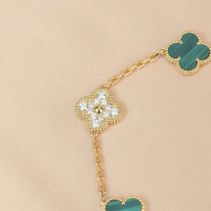 [Rani Jewelry] CLOVER 5 MOTIF MALACHITE BRACELET COLLECTION