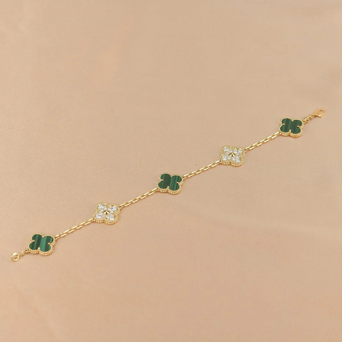 [Rani Jewelry] CLOVER 5 MOTIF MALACHITE BRACELET COLLECTION