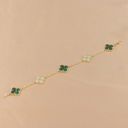 [Rani Jewelry] CLOVER 5 MOTIF MALACHITE BRACELET COLLECTION