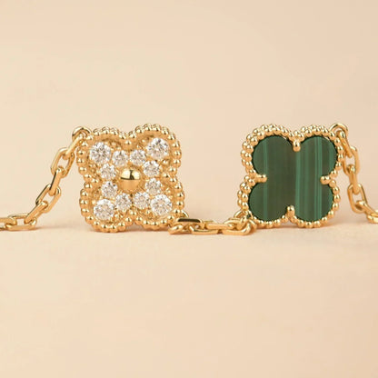 [Rani Jewelry] CLOVER 5 MOTIF MALACHITE BRACELET COLLECTION