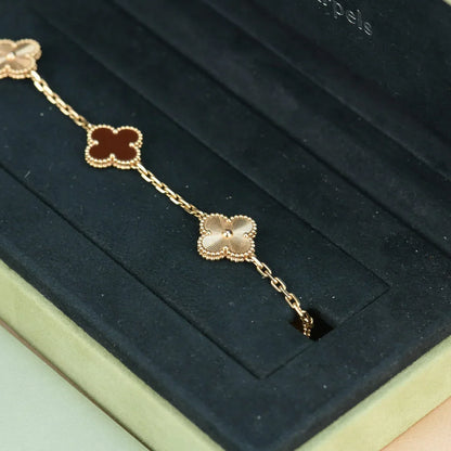 [Rani Jewelry] CLOVER 5 MOTIF RED CORNELIAN BRACELET COLLECTION