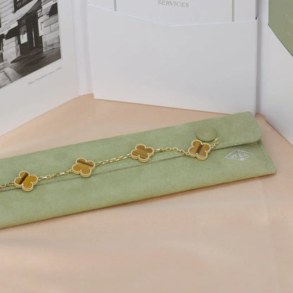 [Rani Jewelry] CLOVER 5 MOTIFS TIGER EYE BRACELET COLLECTION