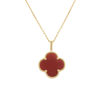 [Rani Jewelry]CLOVER 25MM NECKLACE GOLD CARNELIAN