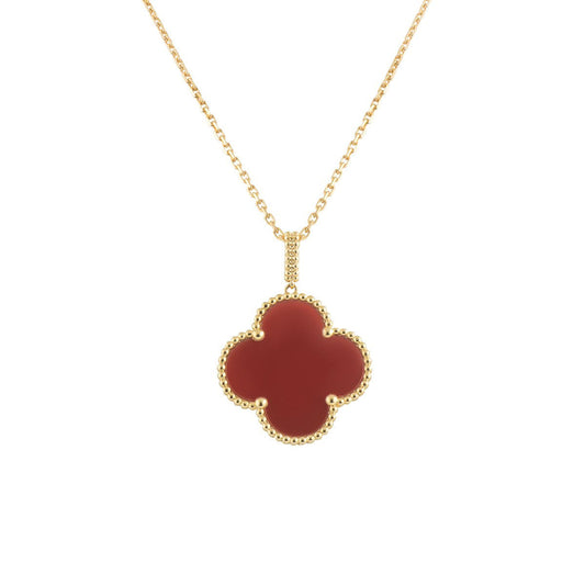 [Rani Jewelry]CLOVER 25MM NECKLACE GOLD CARNELIAN