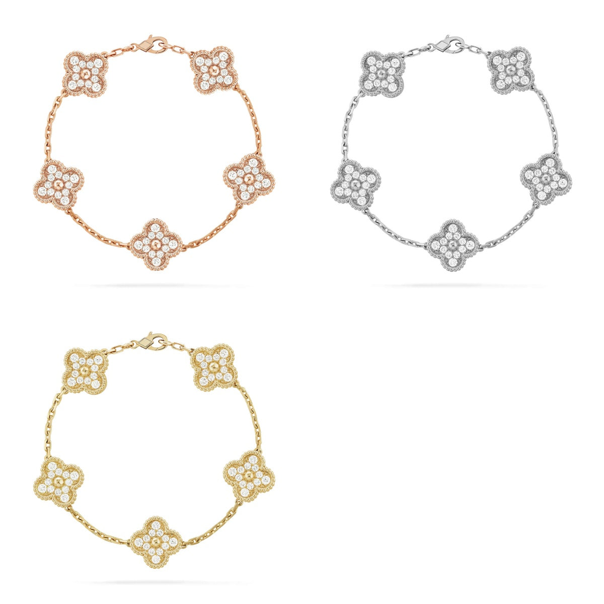 [Rani Jewelry] CLOVER 5 MOTIF FULL DIAMOND BRACELET COLLECTION
