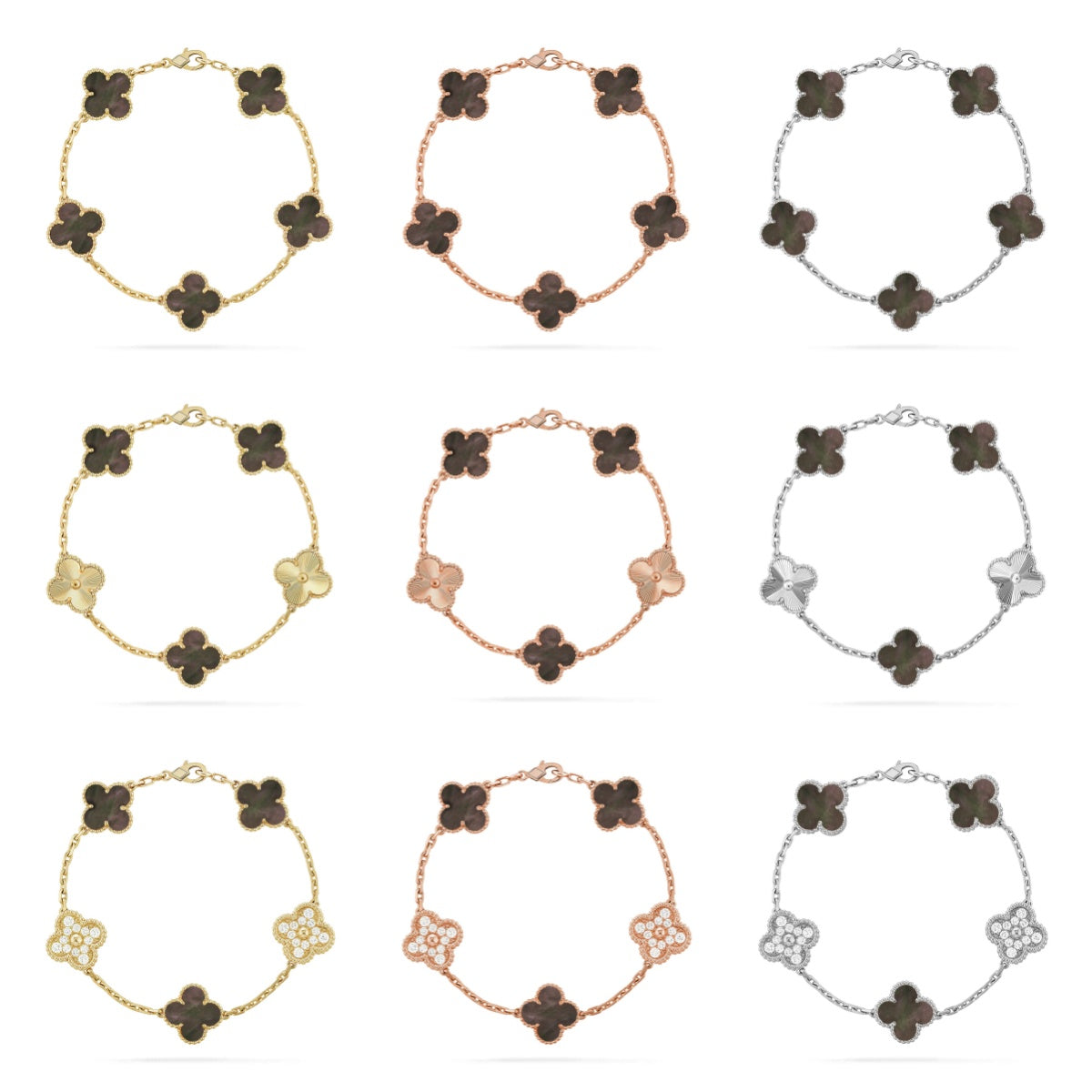 [Rani Jewelry] CLOVER 5 MOTIF GRAY MOP BRACELET COLLECTION