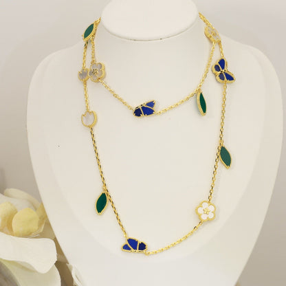 [Rani Jewelry]LUCKY SPRING BUTTERFLY 15 FLOWER NECKLACE