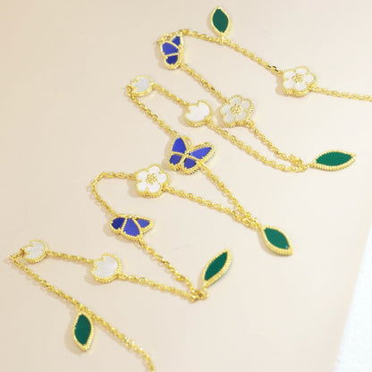 [Rani Jewelry]LUCKY SPRING BUTTERFLY 15 FLOWER NECKLACE