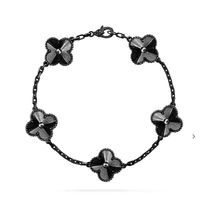 [Rani Jewelry JEWELRY]CLOVER 5 MOTIF BLACK BRACELET
