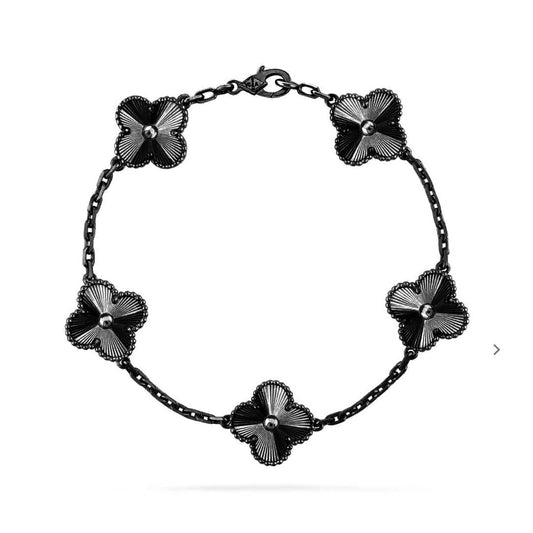 [Rani Jewelry JEWELRY]CLOVER 5 MOTIF BLACK BRACELET