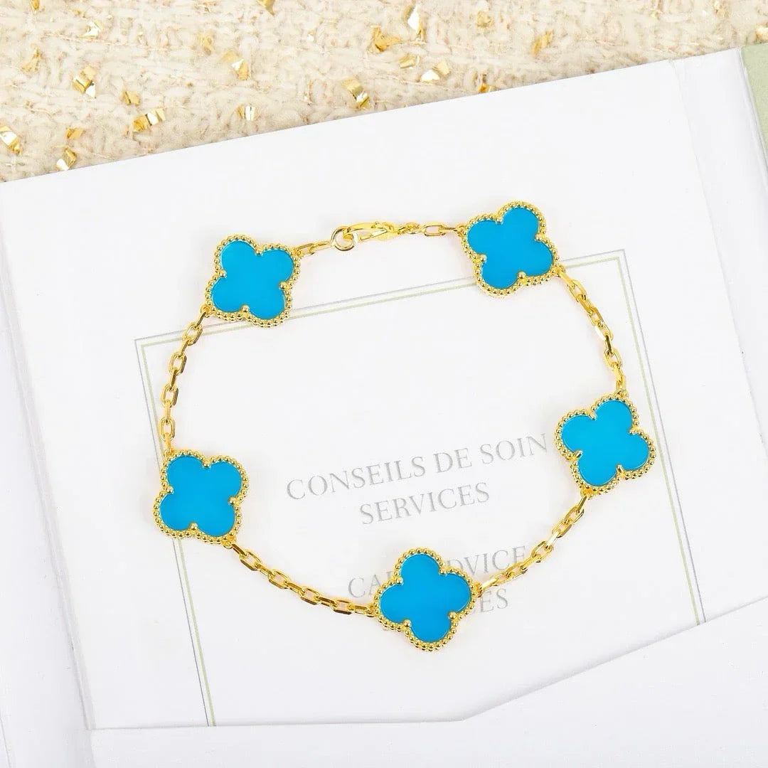 [Rani Jewelry] CLOVER 5 MOTIF TURQUOISE BRACELET COLLECTION