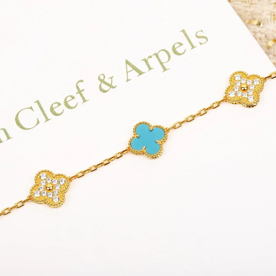 [Rani Jewelry] CLOVER 5 MOTIF TURQUOISE BRACELET COLLECTION