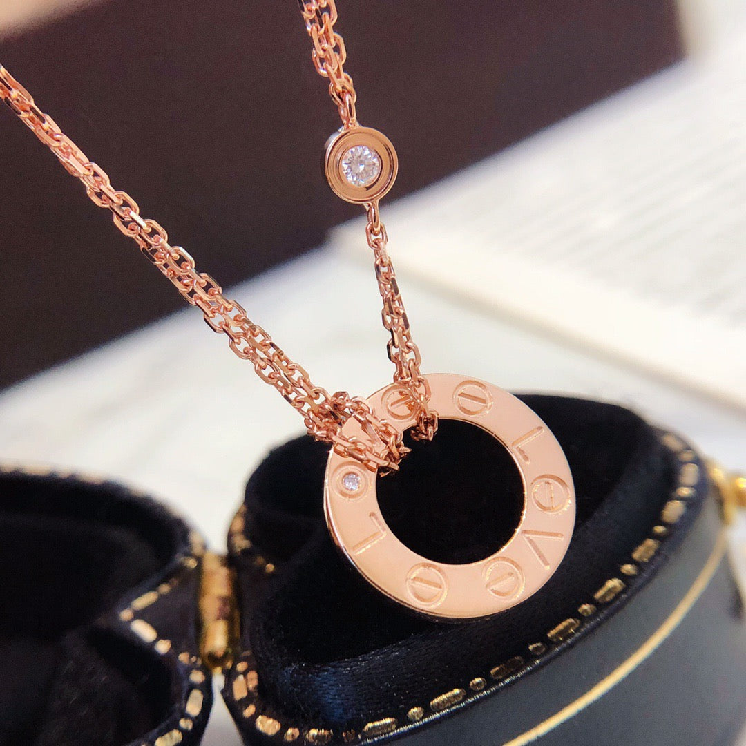 [Rani Jewelry] LOVE NECKLACE 16MM 2 DIAMONDS