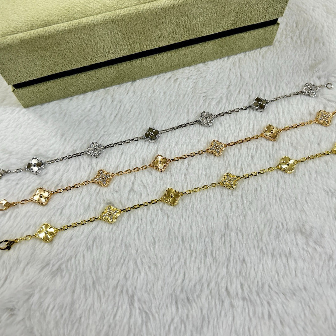 [Rani Jewelry]CLOVER 6 MOTIF DIAMOND LASER BRACELET
