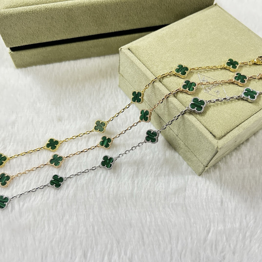 [Rani Jewelry]CLOVER 6 MOTIF MALACHITE BRACELET