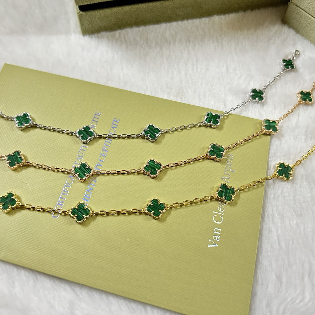 [Rani Jewelry]CLOVER 6 MOTIF MALACHITE BRACELET