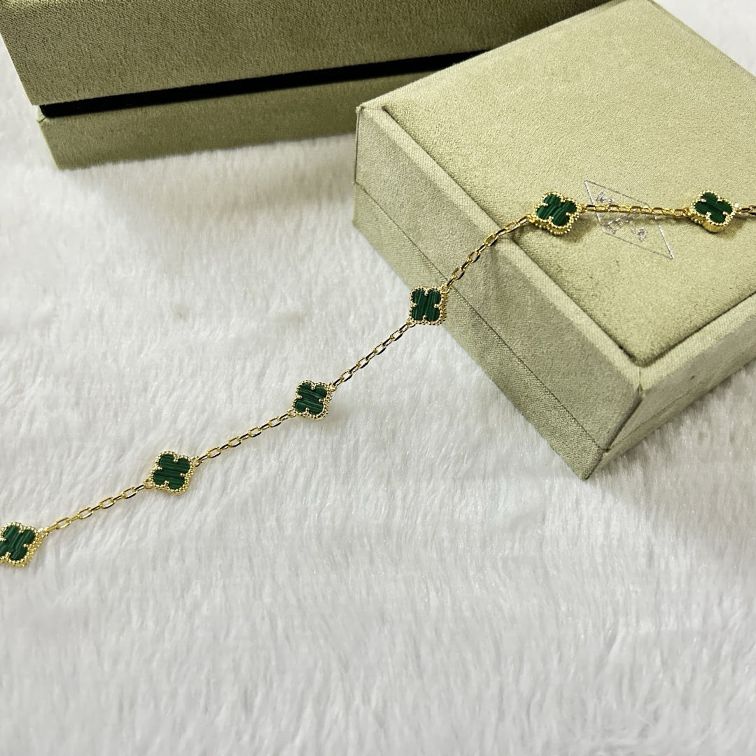 [Rani Jewelry]CLOVER 6 MOTIF MALACHITE BRACELET