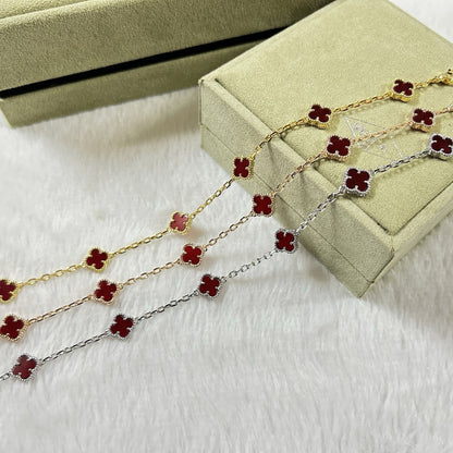 [Rani Jewelry]CLOVER 6 MOTIF RED AGATE BRACELET